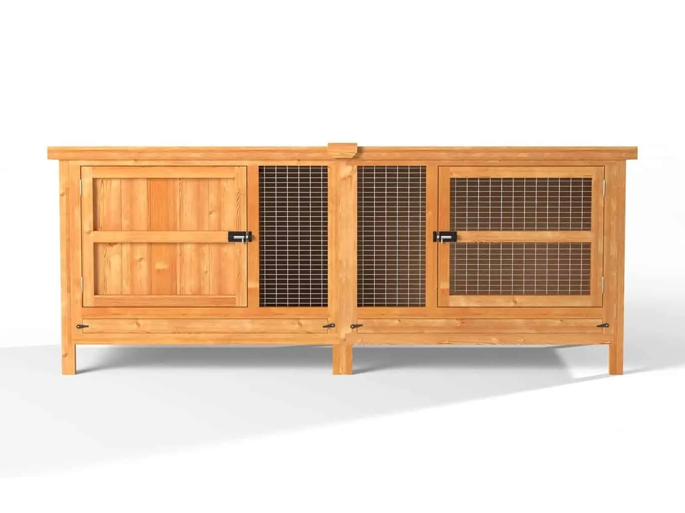 Wide wooden rabbit hutch