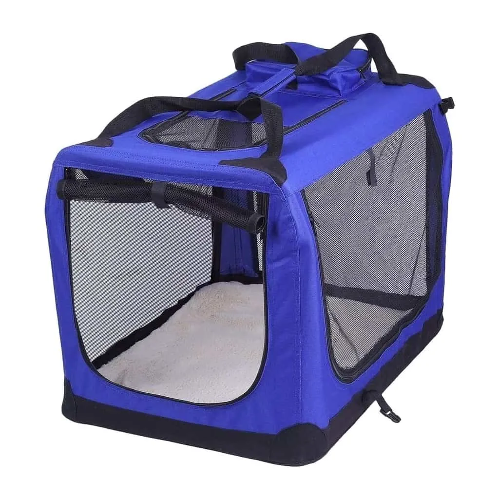 Blue fabric animal carrier
