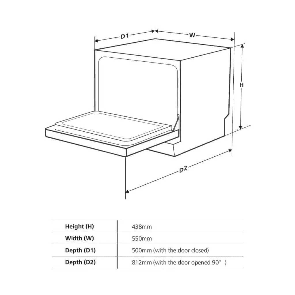 Cookology Counter-Top Dishwasher Dimensions