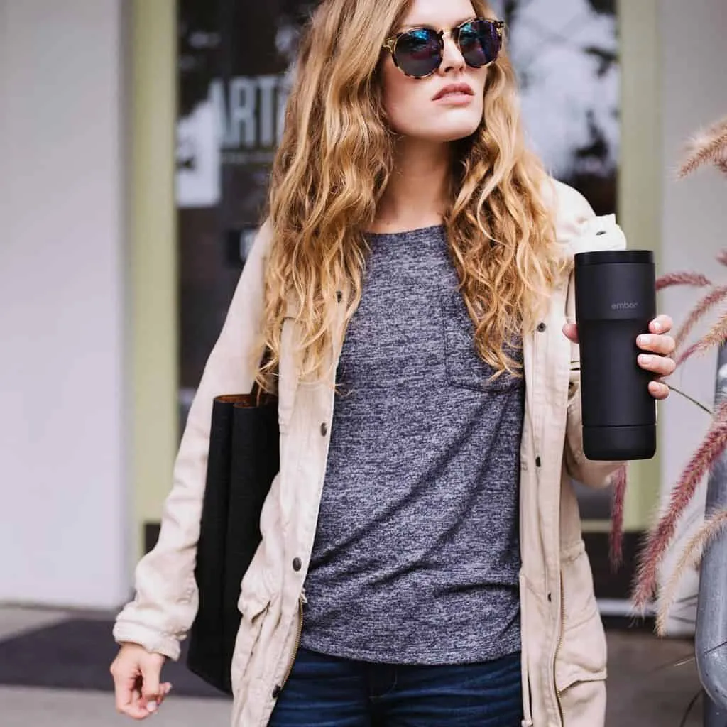 Lady with her travel mug