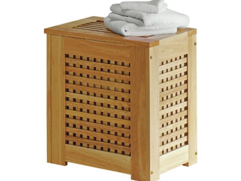 Wooden laundry bin