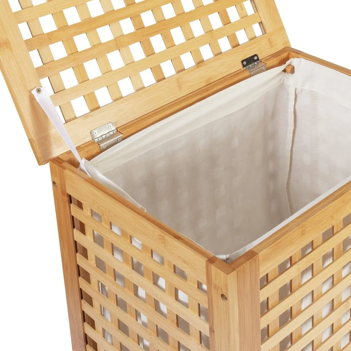 Wooden laundry bin with liner