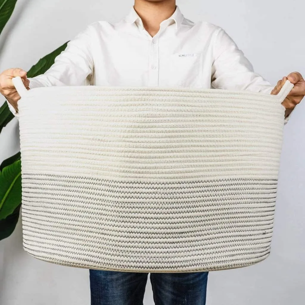 Extra large woven laundry basket