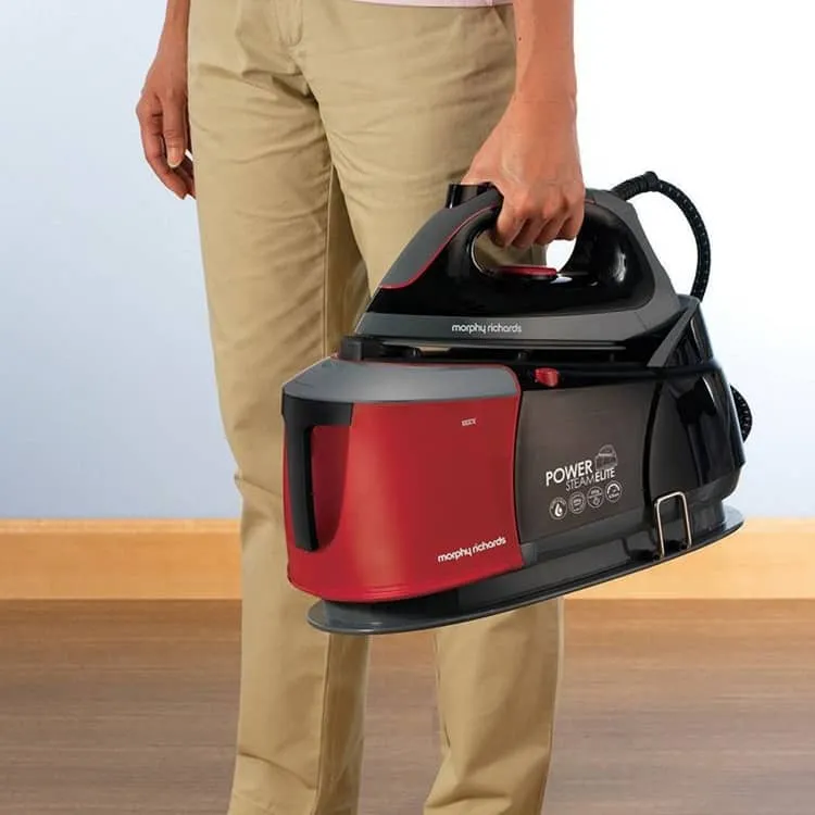Steam iron locked onto its base