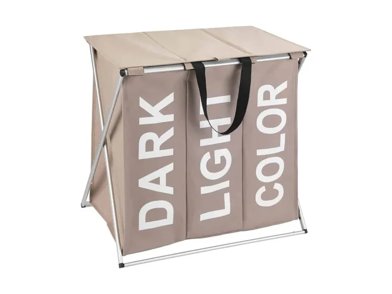 3-section laundry sorter with aluminium frame