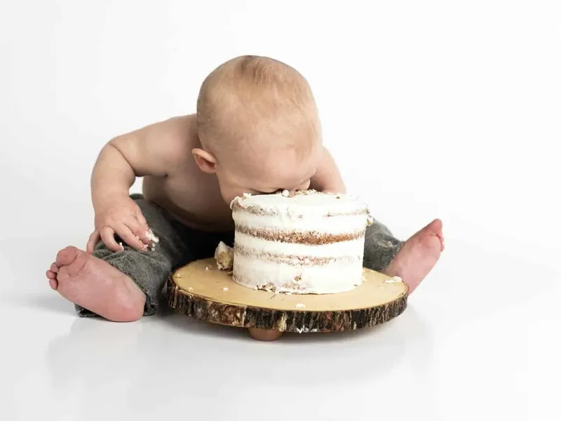 Baby photo with cake