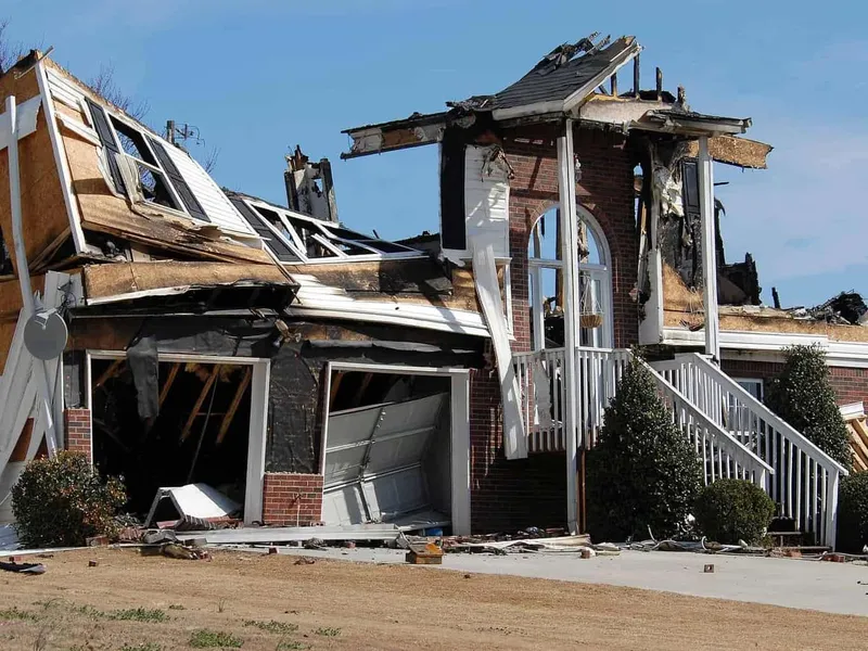 collapsed house
