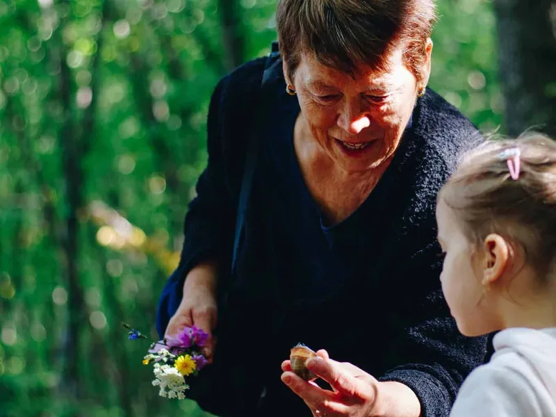 A grandmother and her granddaughter