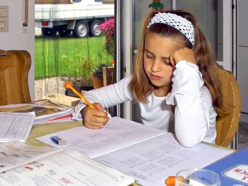 Girl doing her homework