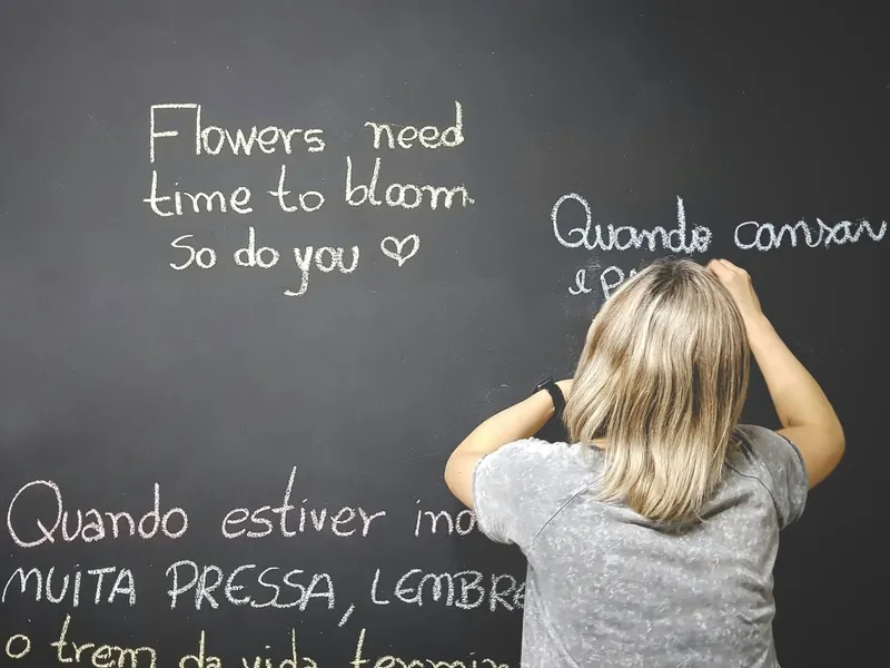 Writing translations on blackboard