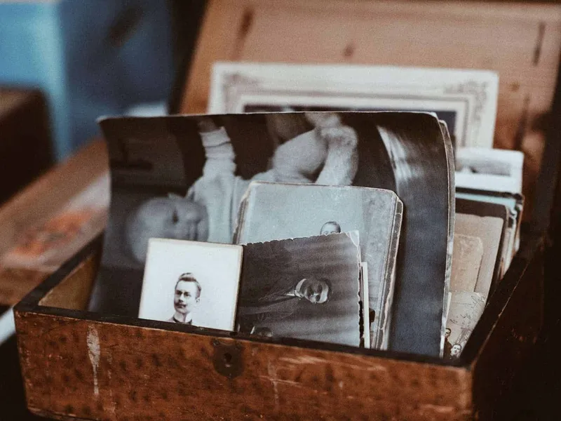 Box of old family photos