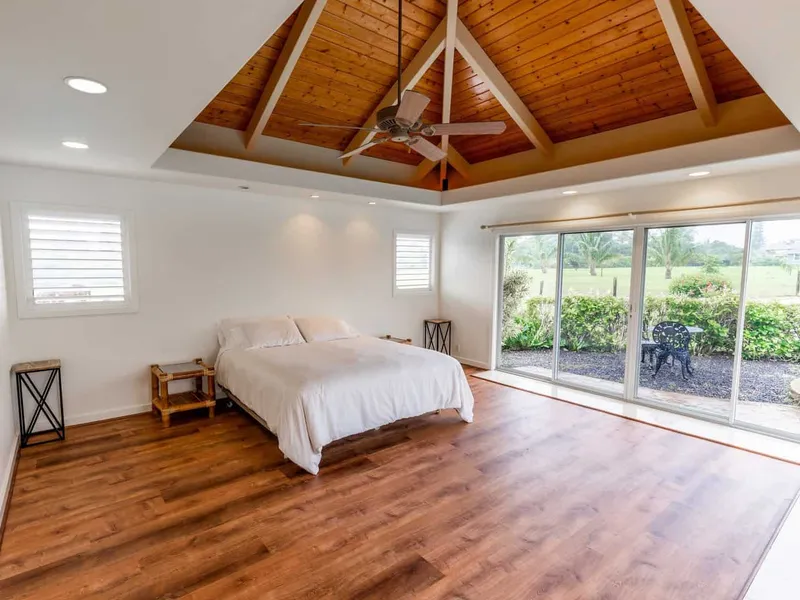 Polished wood bedroom floor