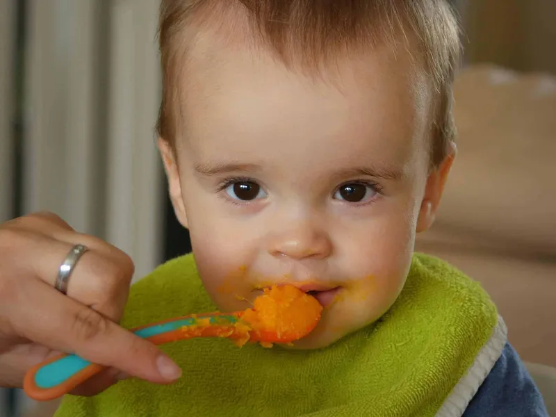 Feeding baby pureed food
