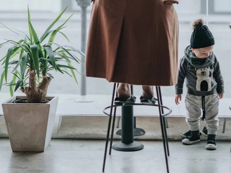 Mother with toddler at a diner
